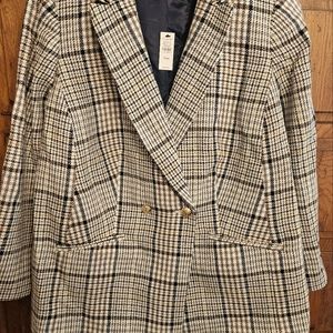 Double-breasted plaid Talbots jacket.